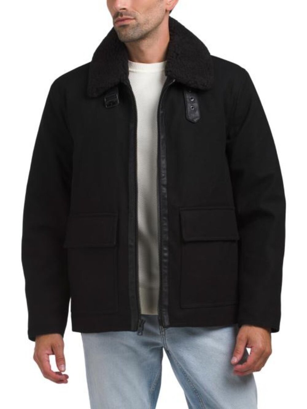 ANDREW MARC Wool Blend Hudson Aviator Coat